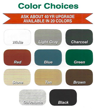 Quality Outdoor Products Color Finish Options Sheet
